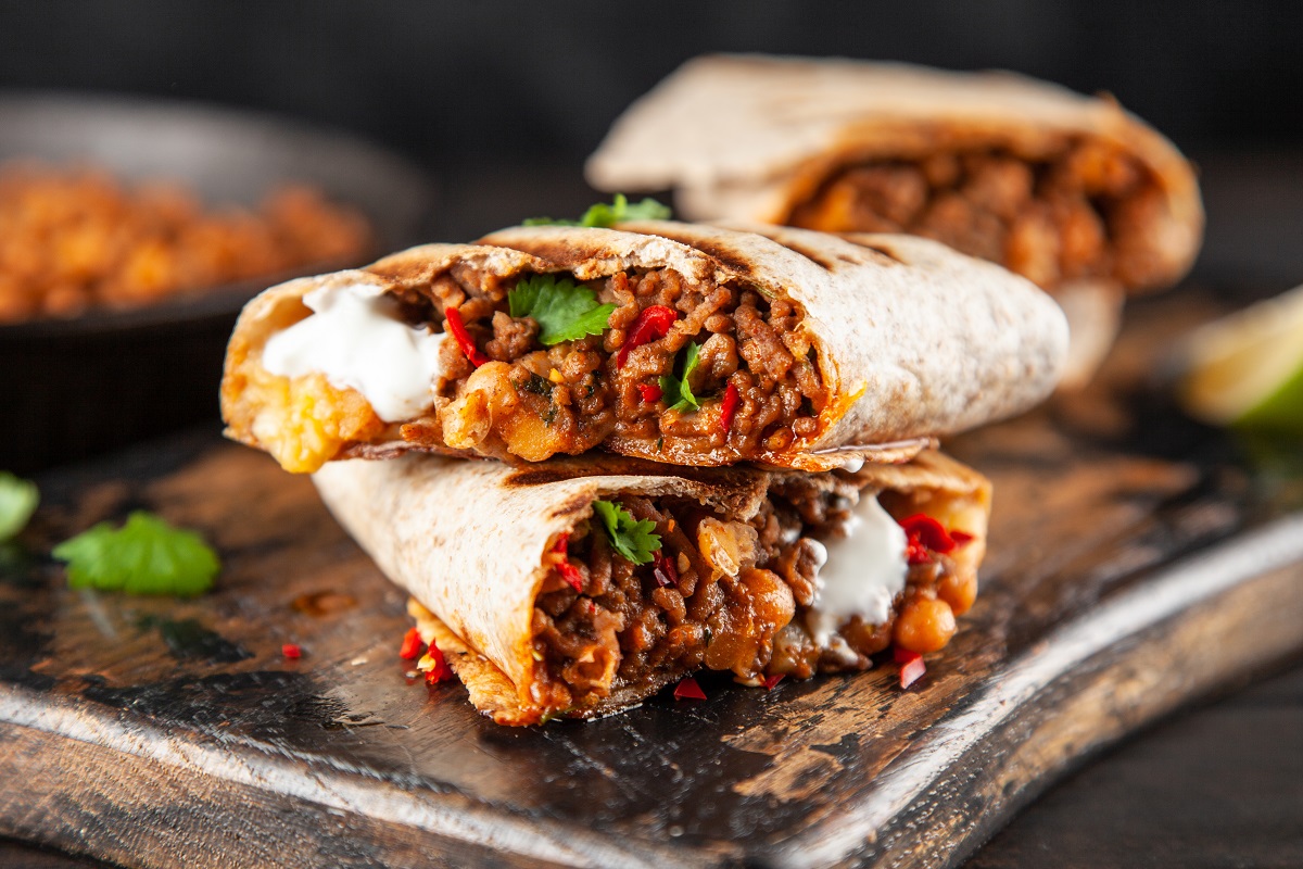 Mexican beef burrito